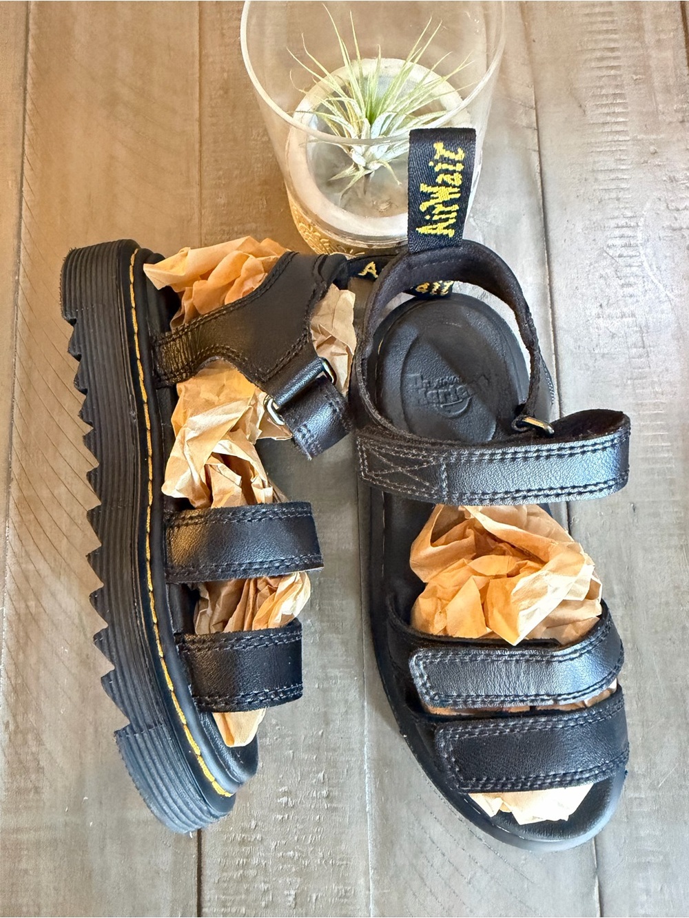 DR. MARTENS JUNIOR KLAIRE LEATHER STRAP SANDALS